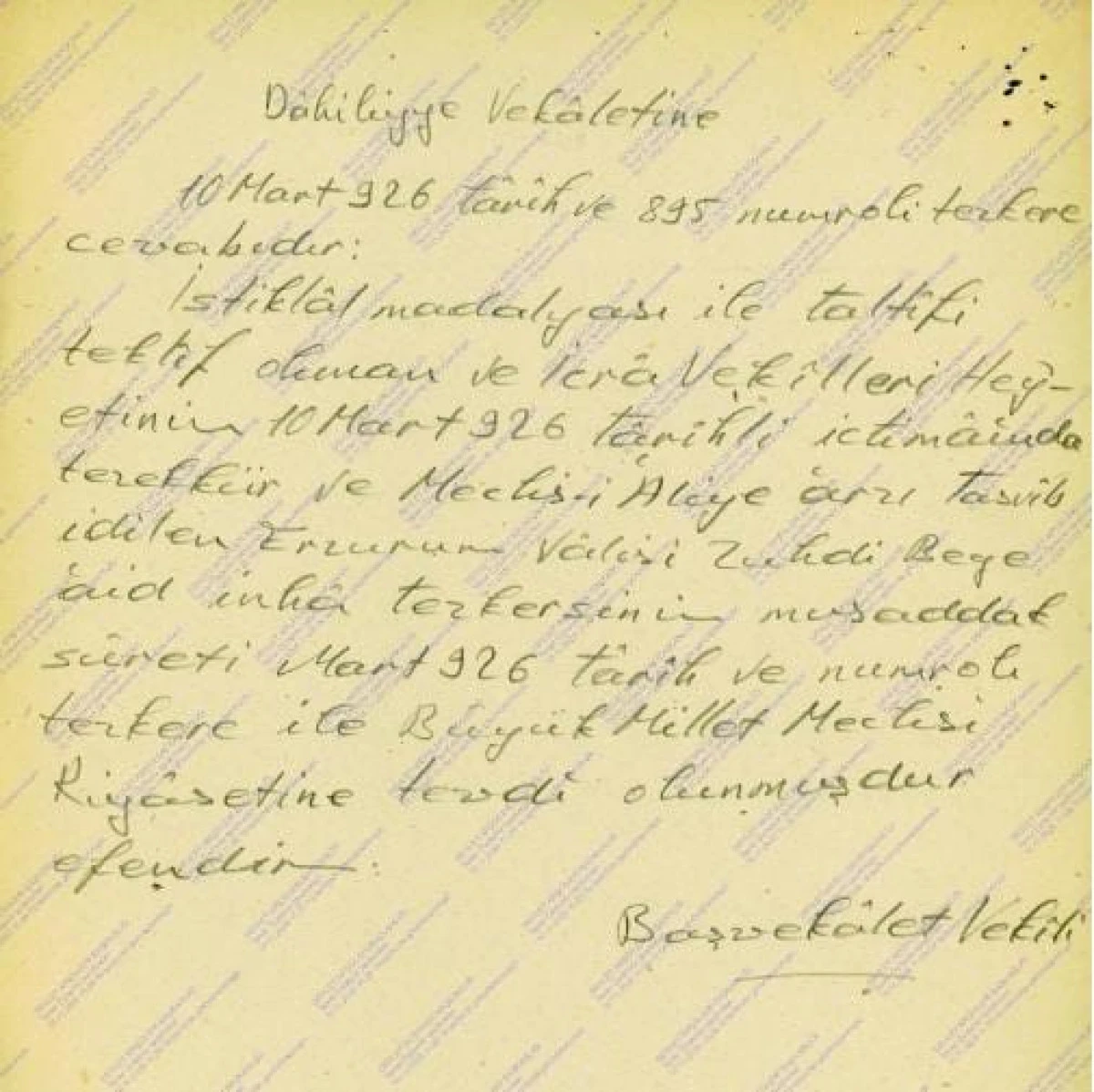 Erzurum Valisine İstiklal Madalyası